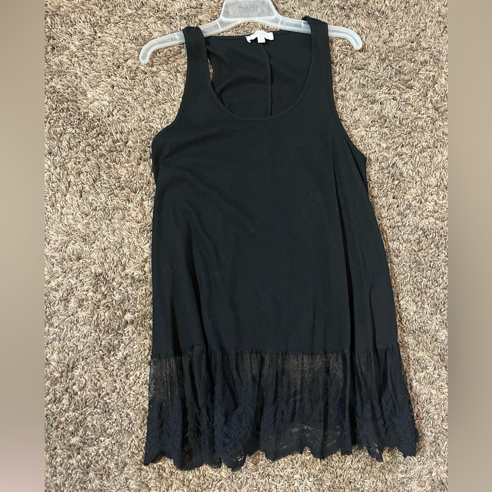 Lace bottom knit tunic length top